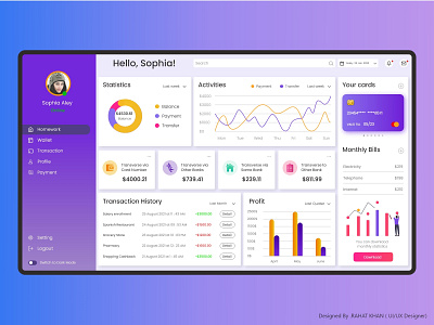 Dashboard For Monitoring of Transaction on Bank/Card app design bank dashboard banking app design dashboard interaction designs login design travelling app uiux uiux design ux researcher
