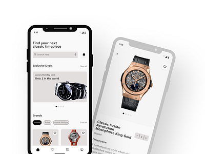 Ecommerce mobile app (Home and product screens)