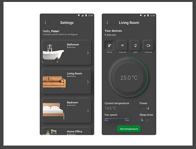 Smart Home Settings Android View android android app app config dailyui design designprocess edit graphic design ios mobile mobile app settings smart smart home ui uxdesign views
