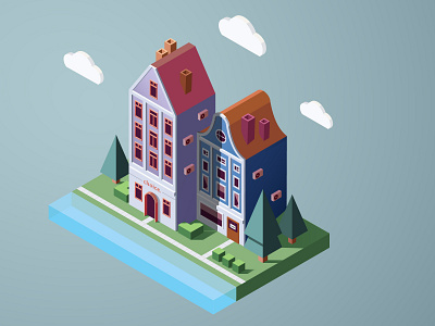 Buildings in isometry building illustration isometric isometric art isometric illustration isometry outdoors street vector