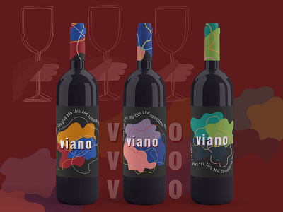 VIANO wine packaging art contemporary design geometrical illustration logo packaging vector wine