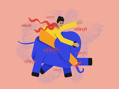 woman riding an elephant illustration art contrast illustration indian simple vector vivid vivid colors