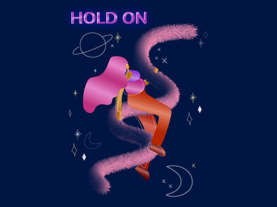 hold on vector illustration 3d 3d art advertising art design gradient illustration minimalism vector woman woman illustration