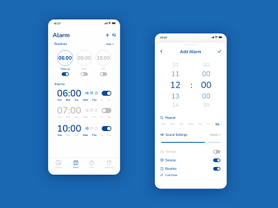 Alarm App Concept alarm app alarmclock app app design clock app clocks design ios mobile mobile ui ui uidesign uiux ux