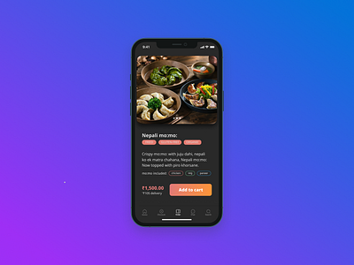 Dark UI - Food App concept design chat app design mobile mobile ui nepali ui webdesign website