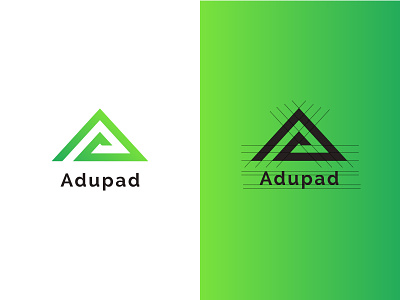 A Letter Logo | Adupad Logo Design abstract alphabet concept green icon letter a letter logo logo design mark symbol style symbols