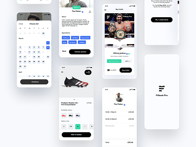 Sports Coach Booking UI app appointment booking branding calendar coach ecommerce mobile native professional shop social sports sports design ux
