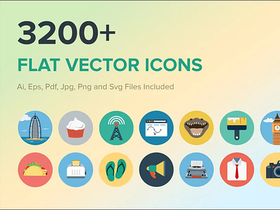 3200+ Flat Vector Icons Bundle