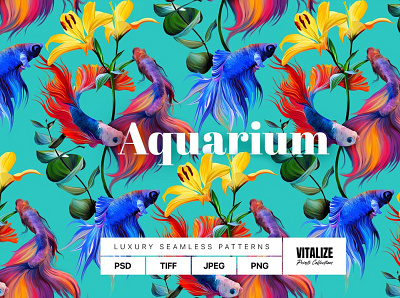 Aquarium — Luxury Seamless Pattern back backup backupgraphic branding bright chand digitalpattern eyecatchy handwritingfont modern photorealistic spring2022 textile underwater
