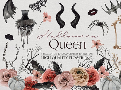 Watercolor clipart - Halloween Queen backupgraphic grotesqueclipart halloween halloweenbouquet halloweenclipart halloweenflower halloweenframe halloweenpattern halloweenseamless halloweenwatercolor halloweenwitch horrorclipart watercolorblack watercolorclipart watercolorflower watercolorhalloween