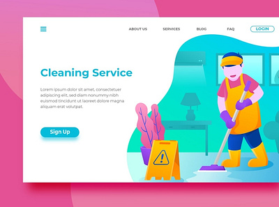 Cleaning Service - Landing Page app back background backup backupgraphic branding chand cleaning creative design flat hero illustration modern service surotype ui ux web website