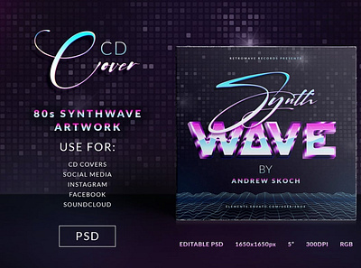 80s Synthwave Cover Artwork 80s back backup backupgraphic branding chand design illustration logo retro