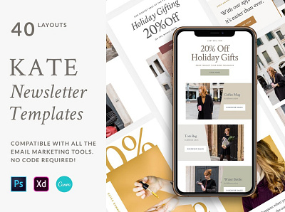 Kate Newsletter Templates back backup backupgraphic branding canvaemailtemplate canvatemplate chand design emailcampaigns emaildesign emailmarketing emailmockup emailnewsletter emailtemplate mailchimptemplate newsletter newslettertemplate newspapertemplate photoshopemail saleemail