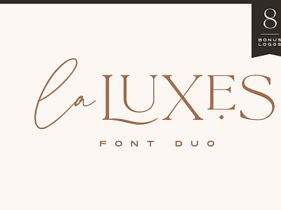La Luxes Font Duo + Logos backupgraphic beautiful calligraphyfonts classy elegant expensive fashion feminine highend ligature logofonts logos logotemplates luxurious luxury minimal opulent quality serif wedding