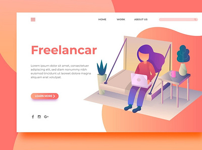 Freelancar - Landing Page app back background backup backupgraphic branding chand design flat freelance header illustration landing page surotype ui ux web website