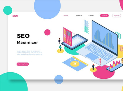 SEO Maximizer - Banner & Landing Page app back backup backupgraphic banner branding chand concept development icon illustration internet landing marketing page process professional seo web website