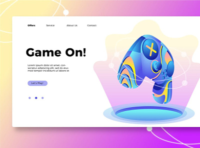 Game On - Banner & Landing Page app back backupgraphic banner branding chand concept development game icon illustration joystick landing page process professional ui virtual web website