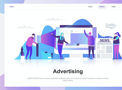 Advertising and Promo Flat Concept advertising back backupgraphic branding chand character concept dashboard design flat illustration landing marketing page people template vector website wireframe