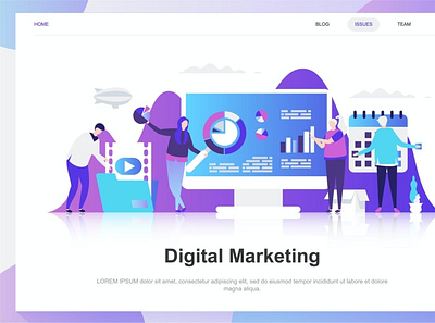 Digital Marketing Flat Concept back backup backupgraphic branding chand character concept dashboard design digital flat illustration landing marketing page people template vector website wireframe