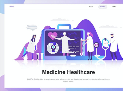 Medicine and Healthcare Flat Concept back backup backupgraphic branding chand character concept dashboard design flat healthcare illustration landing medicine page people template vector website wireframe