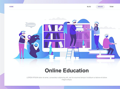 Online Education Flat Concept back backup backupgraphic branding chand character concept dashboard design education flat illustration landing page people school template vector website wireframe