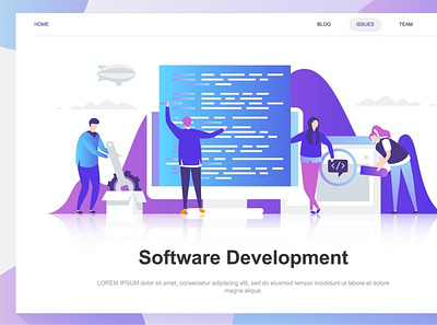 Software Development Flat Concept back backup backupgraphic branding chand character concept dashboard design development flat illustration landing page people software template vector website wireframe