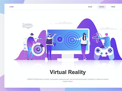 Virtual Augmented Reality Flat Concept back backup backupgraphic branding chand character concept dashboard design flat illustration page people reality template vector virtual vr websitelanding