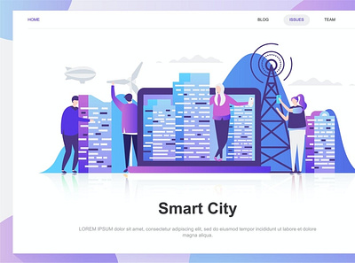 Smart City Flat Concept back backup backupgraphic branding chand character city concept dashboard design flat illustration landing page people smart template vector website wireframe