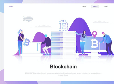 Blockchain Flat Concept back backup backupgraphic bitcoin blockchain branding chand character concept cryptocurrency dashboard design flat illustration landing page people template vector website