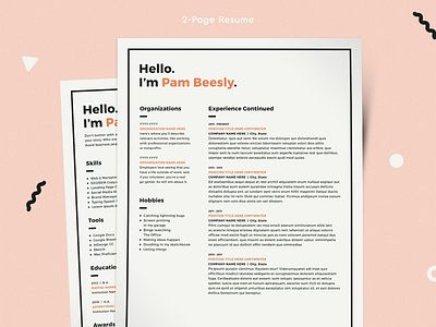 2 Page Resume Template  CV Template