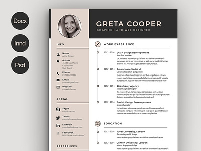 Clean Cv-Resume II beige clean cover letter creative curriculum vitae cv design docx cv templates editable resume template elegant hipster icons indesign ms word resume original photoshop resume professional resume psd resume template vintage word resume