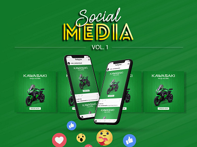 Kawasaki Bike Instagram post-Design Free Download