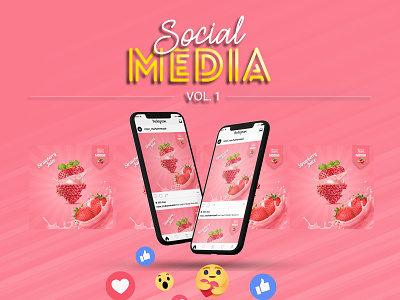Strawberry Juice Instagram Post Design PSD bakupgraphic branding business chand frame fresh graphic illustration instagram juice media mobile modern photography psd psdfree social stories story template
