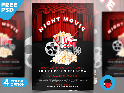 Movie Night Poster Design Free Download advertise bakupgraphic camera chand cinema date festival film freepsd movies night oldies party psd psdfree psdtemplate retro session ticket vintage
