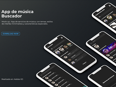 Mockup App de Música: Buscador aplication design interface ui ux