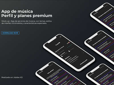 Mockup App de Música: Perfil y planes premium