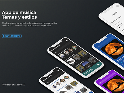 Mockup App de Música: Temas y estilos aplication design interface ui ux