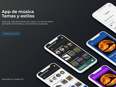 Mockup App de Música: Temas y estilos