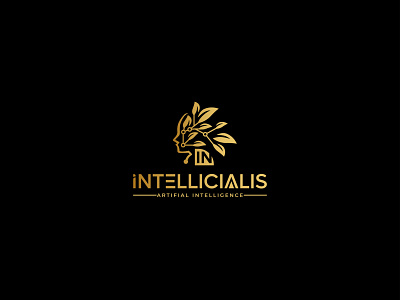 Intelligence Logo Golden color app logo artifial intelligence brand idendy branding branding logo business logo graphic design illustration intellicialis logo design