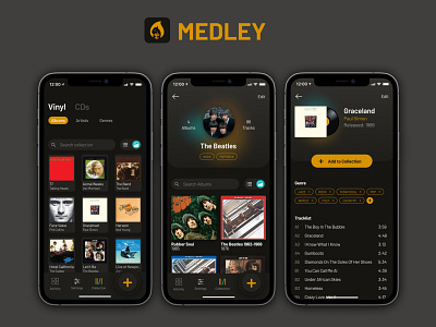 Medley - Music Cataloging App branding design mobile app music catalog ui ux