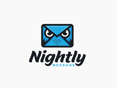 nightly message animal animals art branding creative logo design designs dribbble graphic design icon ideas illustration logo message message app minimal night mode nightlife owl vector