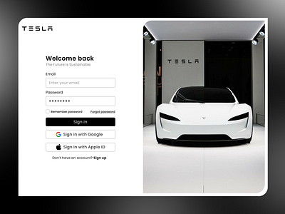 Tesla app black branding car design minimalist mobile mobile app mobile ui registration sigin in signin tesla ui ux white