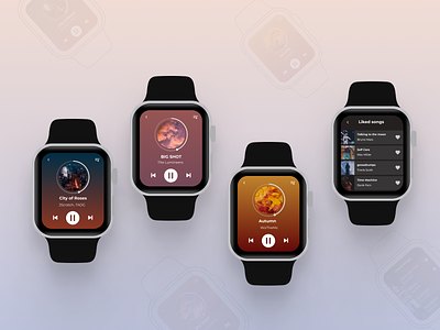 Music Player- IWatch dailyui figma gradient illustration music player songs ui watch