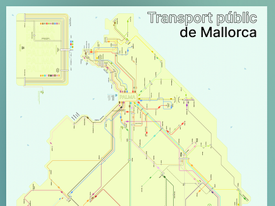 Public transport of Mallorca balearas busses design illustration mallorca map navigation public transport map spain trains transport urban