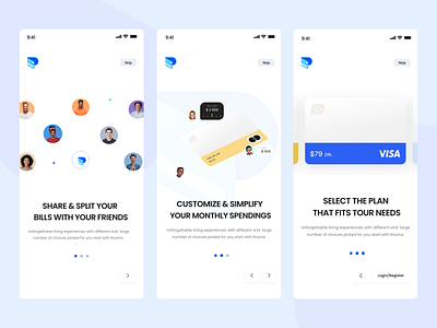 Walkthrough app fintech illustration mobile ui ux