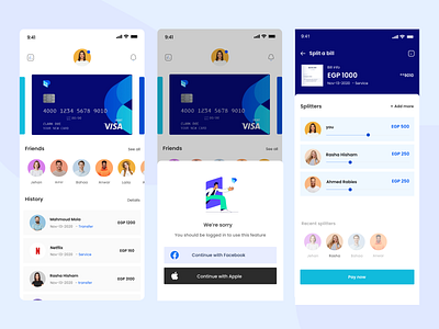 split a bill app design illustration ui ux