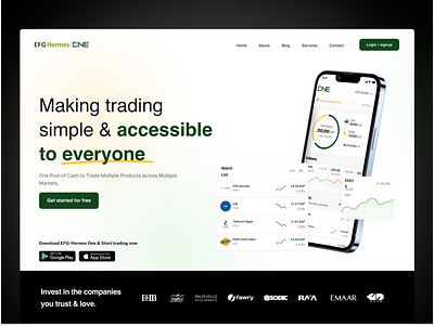 Trading app Landing page app branding design fintec landing page trading ui ux website