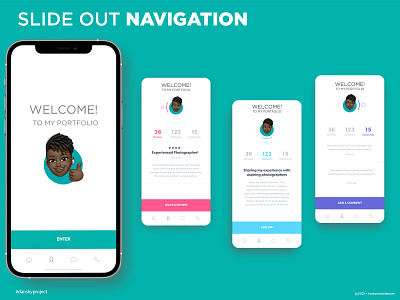 Slide out Navigation Mock up adobexd autoanimate lookandfeel mockups motion design photoshop uidesign xd xd design