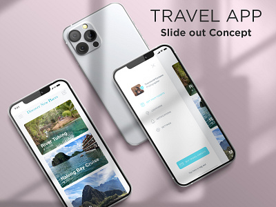Travel App - Slide out concept adobexd autoanimate design mobileappdesign mockups slideout uidesign ux uxdesign