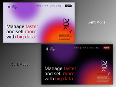 Big Data dark mode dark theme design illustration light mode uiux design web design